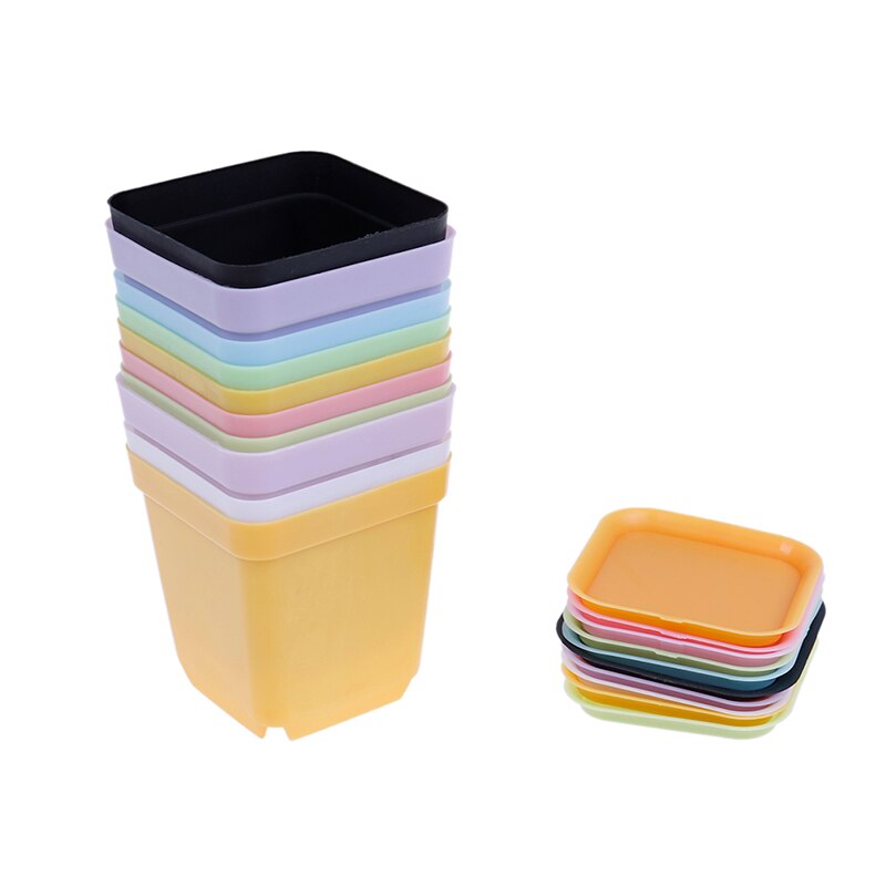 10pcs/lot Random Color Flower Pots Pot Trays,Plastic Pots,Small Square Pots