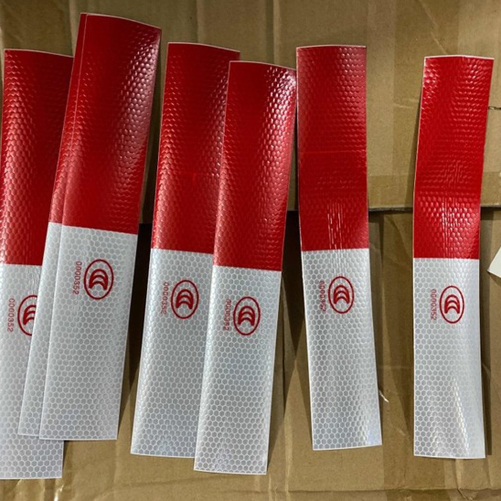 Car Reflective Film Warning Tape Truck Annual Inspection Crystal Color Grid Reflective Strip Red And White Reflective Stickers