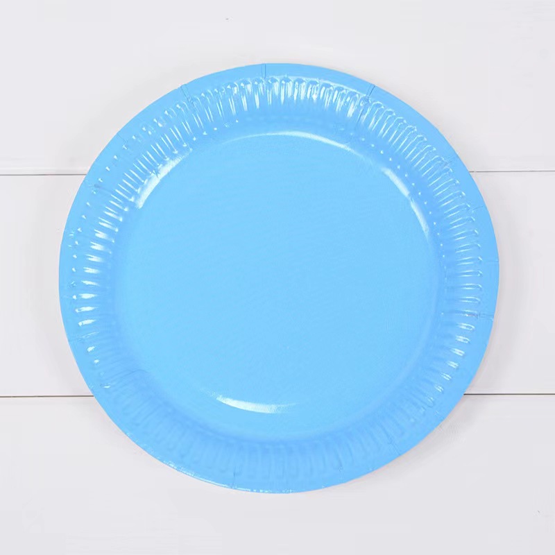 Solid Disposable Tableware Set, Party Supplies, Paper Plates, Wedding, Birthday Party Decor, Adult Favor, Black, Green, Blue,: SKY BLUE