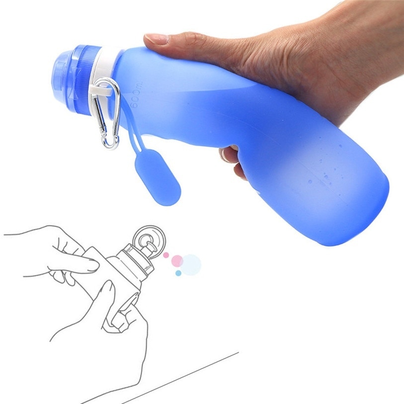 600Ml Opvouwbare Folding Drink Water Fles Waterkoker Cup Siliconen Reizen Outdoor Sport Fiets Fietsen Accessoires