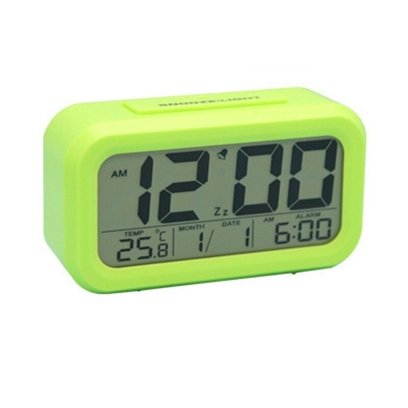 ledet digital vekkerklokke elektronisk klokke smart stum lysende bakgrunnsbelysning vise temperatur kalender slumre kontor