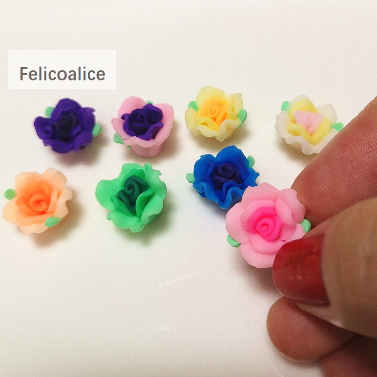 100Pcs 15Mm Kleurrijke Hars Polymeer Klei Flat Back Rose Bloem Kralen Gemengde Voor Diy Ambachten Sieraden Makings Decoratie accessoires