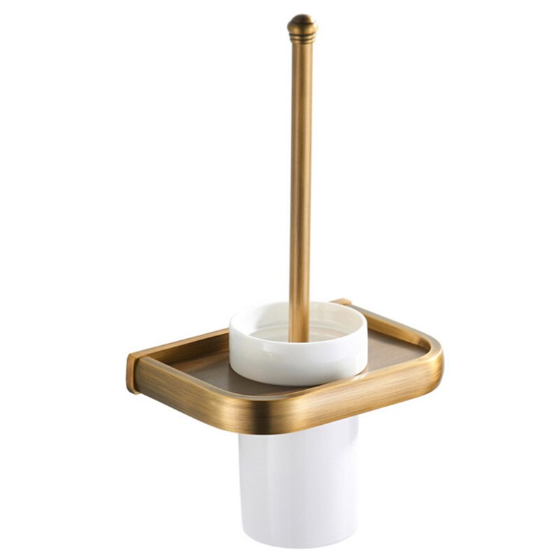 Antieke Badkamer Accessoires Brons WC Papier Houders Robe Handdoek Jas Haak Toiletborstel Houder Zeep Mand Badkamer Hardware Set: toilet brush holder