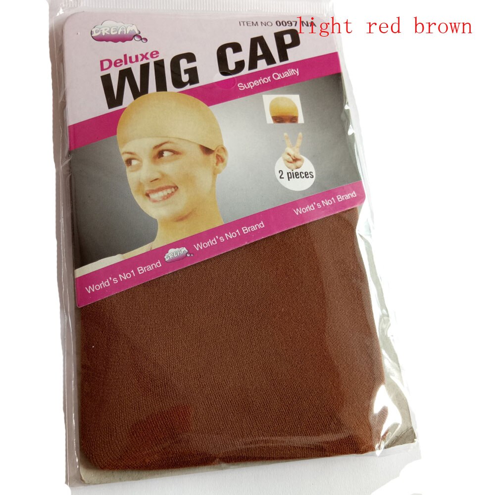 Tapa de Peluca de lujo de de liquidación, red para cabello ondulado, redes para peluca, malla elástica, gorra para hacer pelucas, tamaño libre, 12 unidades (6 bolsas): light red brown