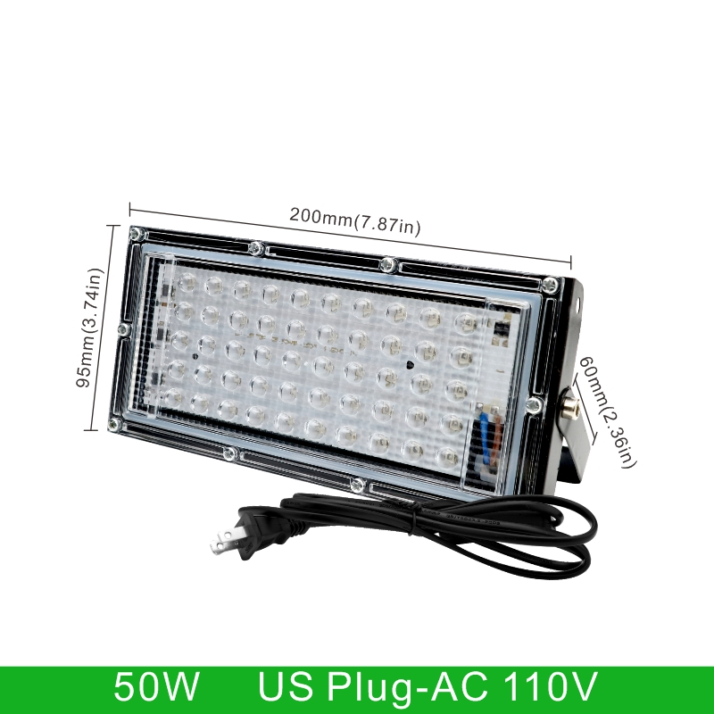 Reflector Led UV 110V 220V 50W 100W luz de 395nm 400nm IP65 lámpara fluorescente ultravioleta impermeable para escenario con enchufe de EE. UU./UE: Verde