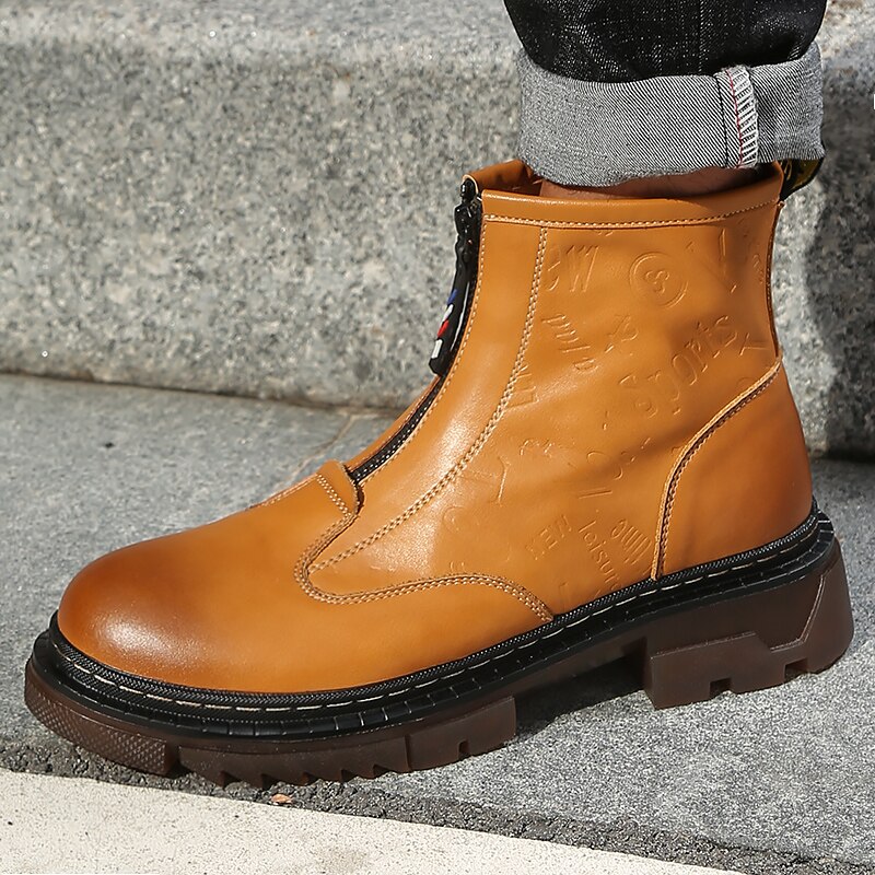 Vinter män kohud läder chelsea boots vintage brittiska causal martin boots utomhus vattentäta ankel boots stor storlek