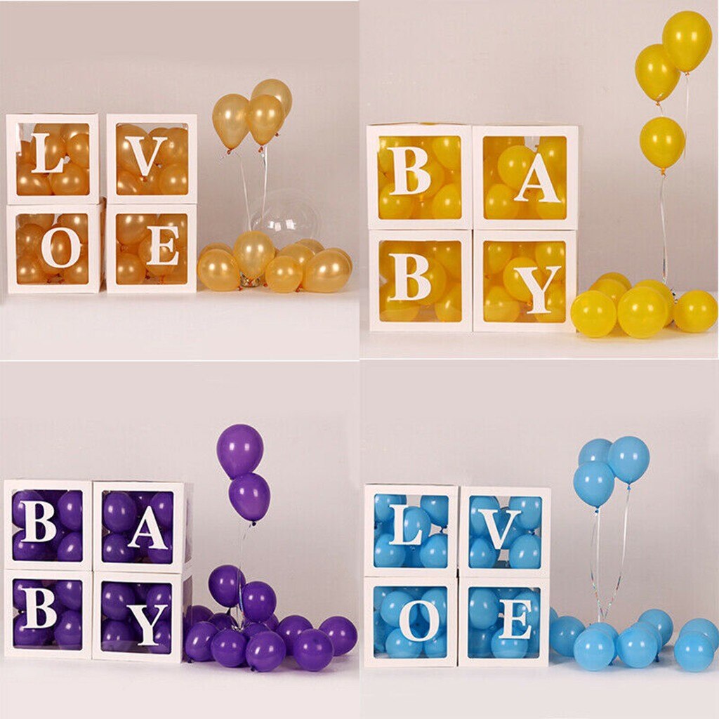 Letter A- Z Transparent Boxes Kid Birthday Baby Shower Birthday Party Decoration Shower Balloon Storage Box Party Supplies