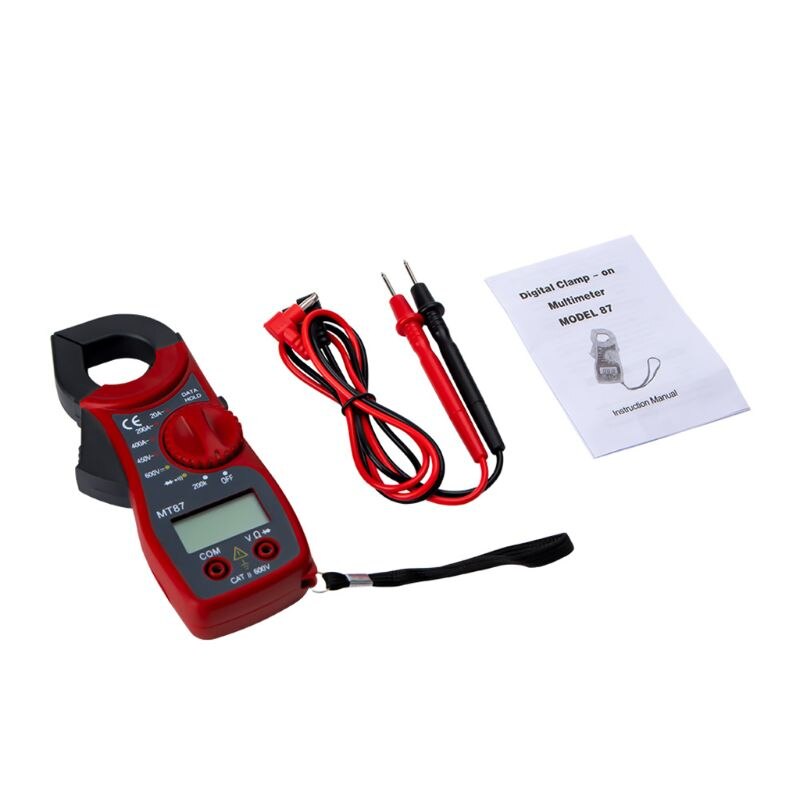 Mt87 lcd digitale stroomtang multimeter ac/dc ampèremeter voltmeter weerstandstest 19qb: Rood