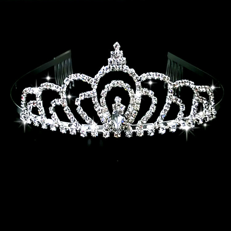 Pearl Inlaid Crowns Tiaras Bridal Wedding Jewelry Accessories Princess Birthday rhinestone Crystal Tiara: 4