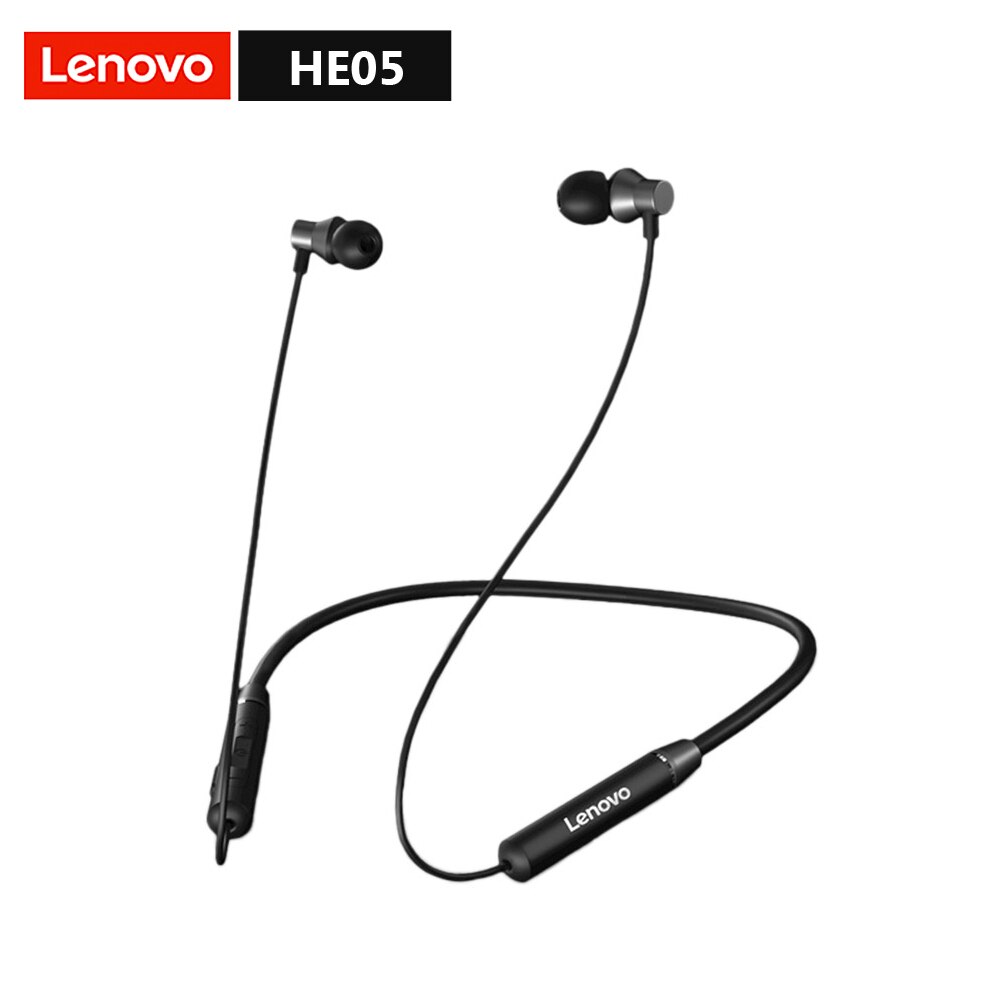 Lenovo HE05 Pro Bluetooth 5.0 Earphone In-ear Gaming Wireless Headset IPX5 Waterproof Sports Headphone with Noise Cancelling Mic: HE05 Black