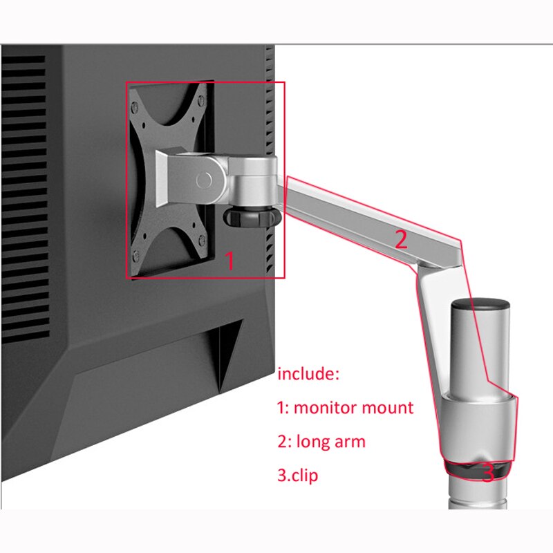 Aluminium Opvouwbare Dual Arm Monitor Mount Accessoire Extension Arm Lange Arm Voor OA-7/OA-7x/OA-3/OA-8z/ OA-4s/OA-3S Monitor Arm Par