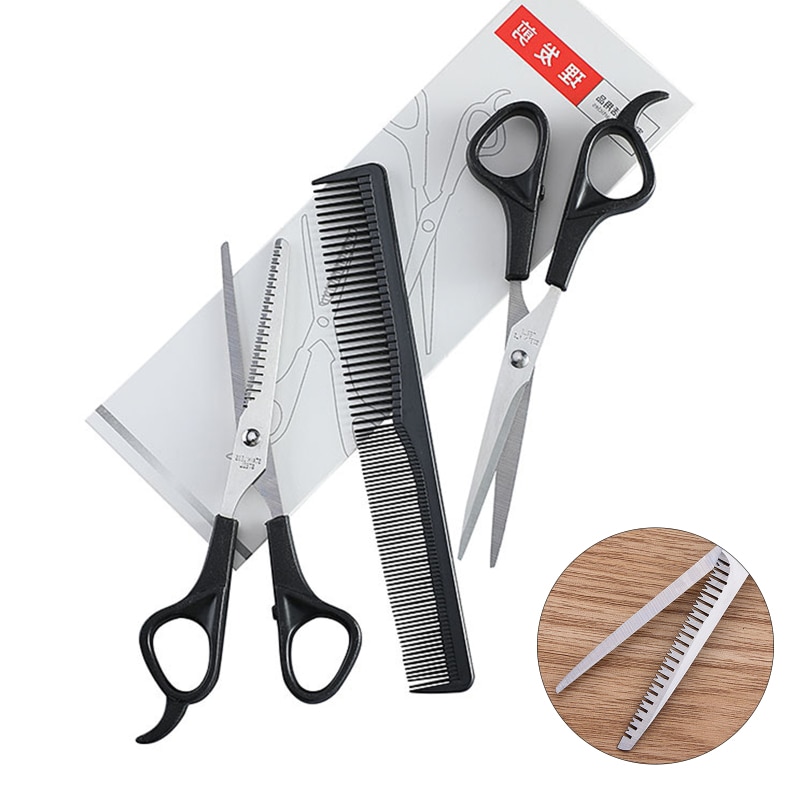 3Pcs Set Huishoudelijke Kappers Schaar Dunner Schaar Haar Knippen Kapper Schaar Platte Tand Schaar Kam Hair Styling Gereedschap