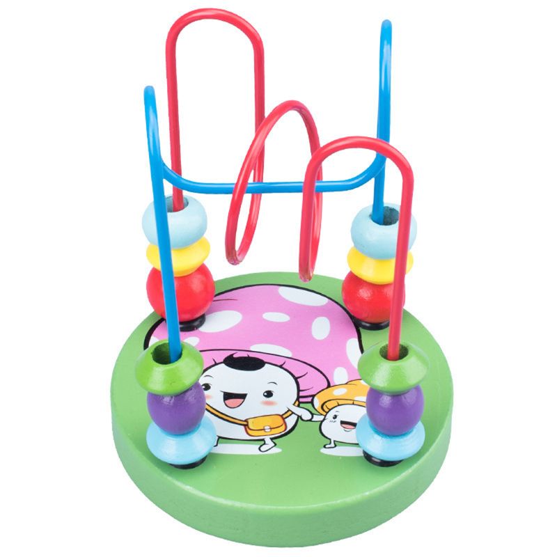 Educational Math Toy Wooden mini Circles Bead Wire Maze Roller Coaster Abacus Puzzle toys For Kids Boy Girl