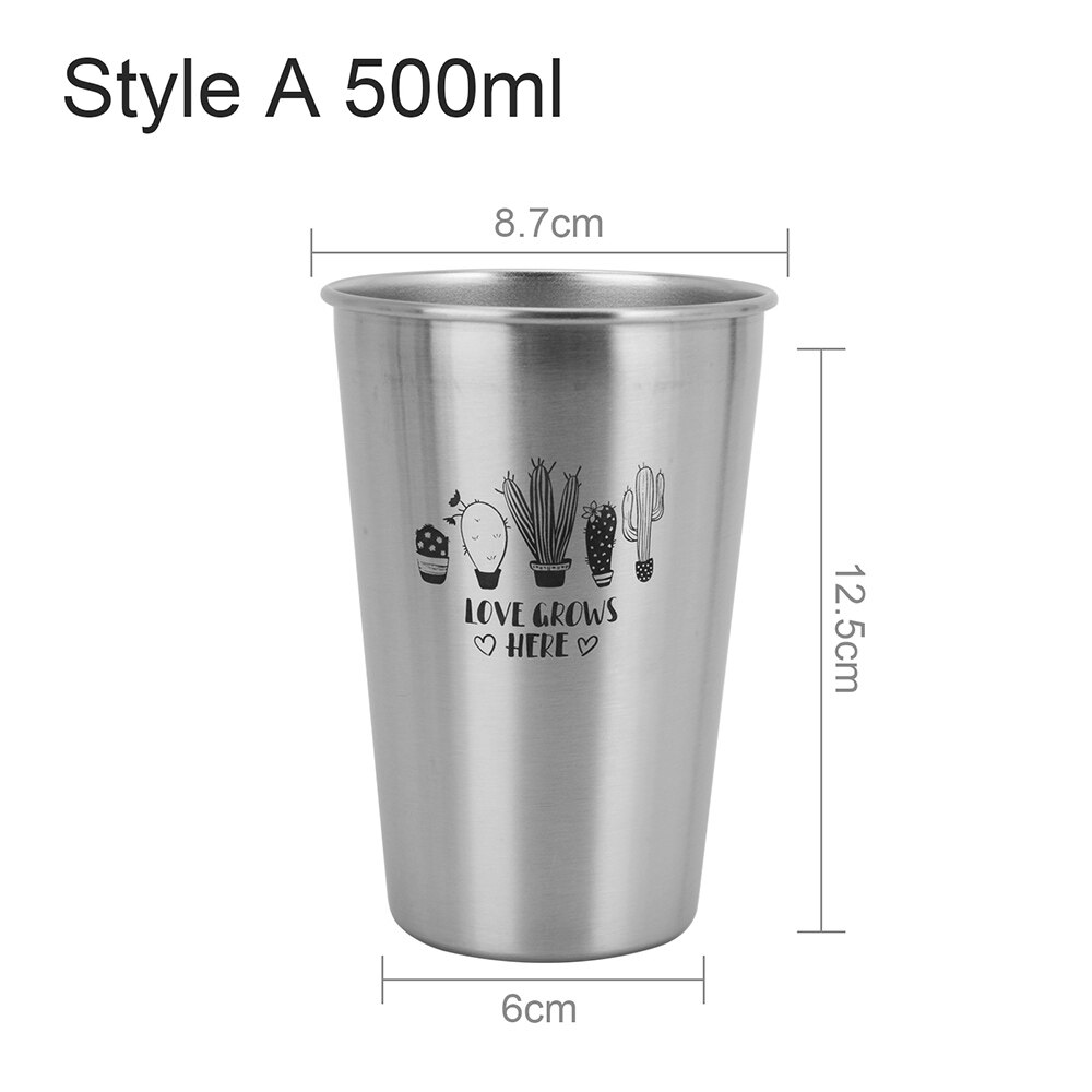 350/500ML Beer Cup Nordic Ins Metal Cactus Series Lovers Cup Durable Wine Cups Household Office Use Gargle Cups: Style A 500ML