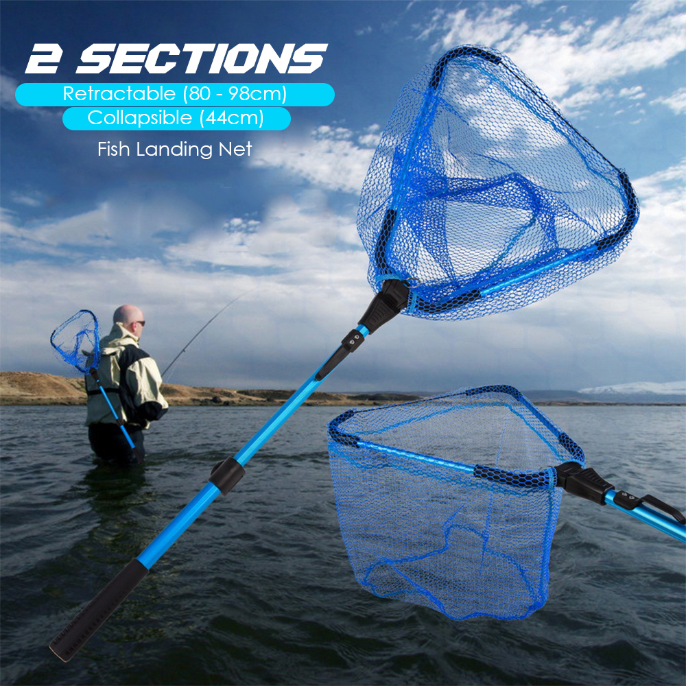 Collapsible Fishing Net 2 Section Telescoping Folding Fish Landing Net for Fly Fishing Catch and Release