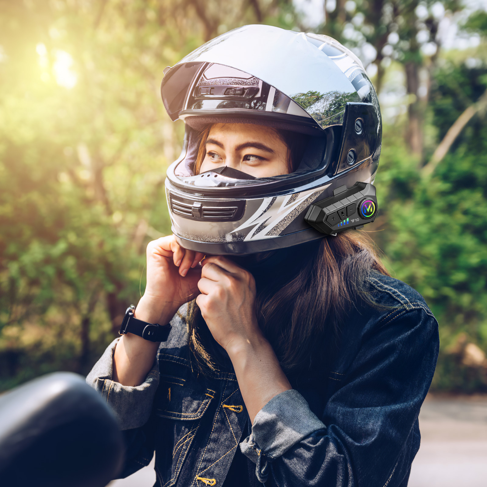kabellos Headset Helm Lautsprecher Motorrad BT Gegensprechanlage Zubehör Kopfhörer Anruf Schwarz Motorrad Mann