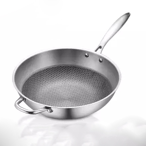Stainless Steel Pan Uncoated Non-stick Wok Pan Gas Induction Cooker Household Pot Cast Iron Wok Induction Pan Cooking Pot: 34cm