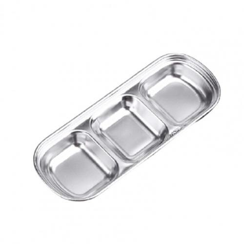 Disque de trempage pour Barbecue en acier inoxydable, assiette à Sauce, plat d&#39;assaisonnement, outil de cuisine: Silver 3 Grid