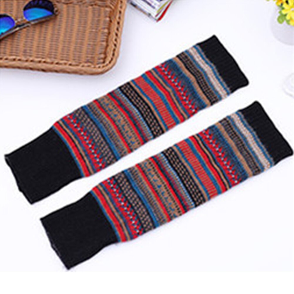 1 Pair Thickened Coldproof Contrast Color Women Leg Warmer Boot Fine Knitted Ladies Winter Autumn Foot Lengthen Adult Knee High: Black