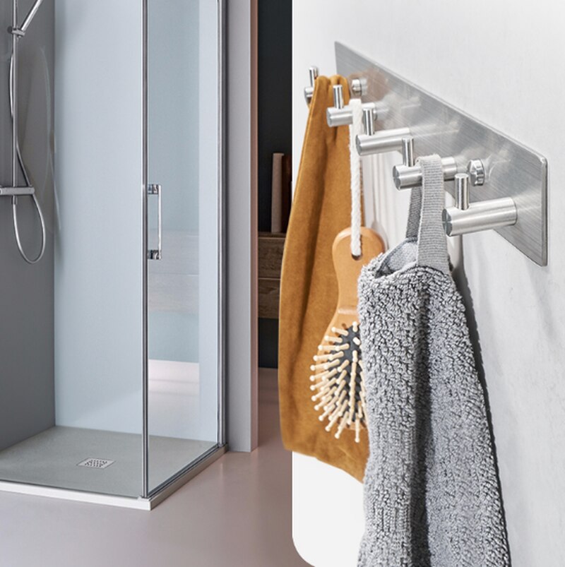 Rustproof SUB 304 Stainless Steel 3m Sticker Wall Mounted Hooks Rail Bathroom Kitchen Bar Wall Hook for Clothes Keys Towel WF