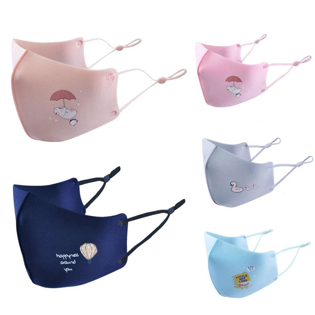 5pcs Children Ski Fasemask Dustproof Reusable Fabric Bandana Cute Cartoon Animal Printed Masque Bandana: MULTI