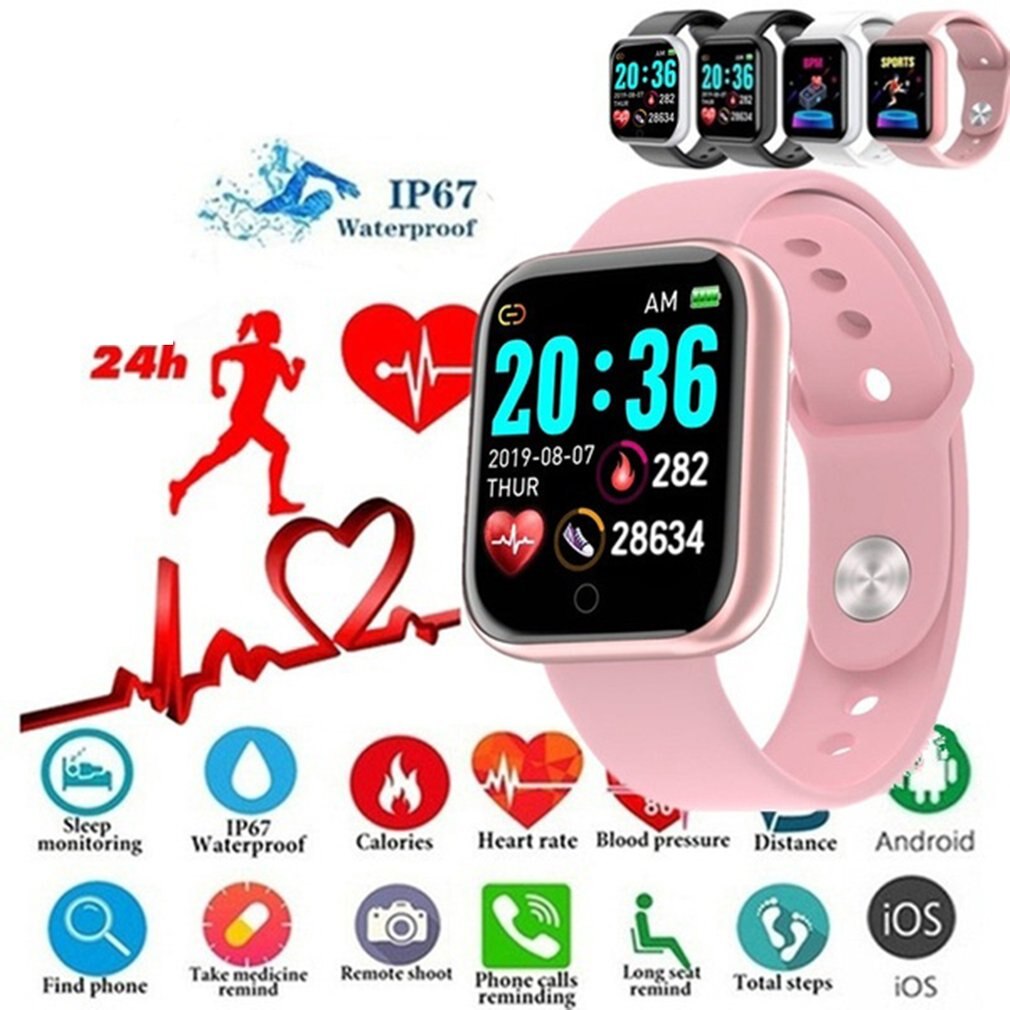 Smart Watch Y68 Waterproof Bluetooth Sport Smartwatch Men for Iphone Fitness Tracker Heart Rate Monitor Women on Wrist