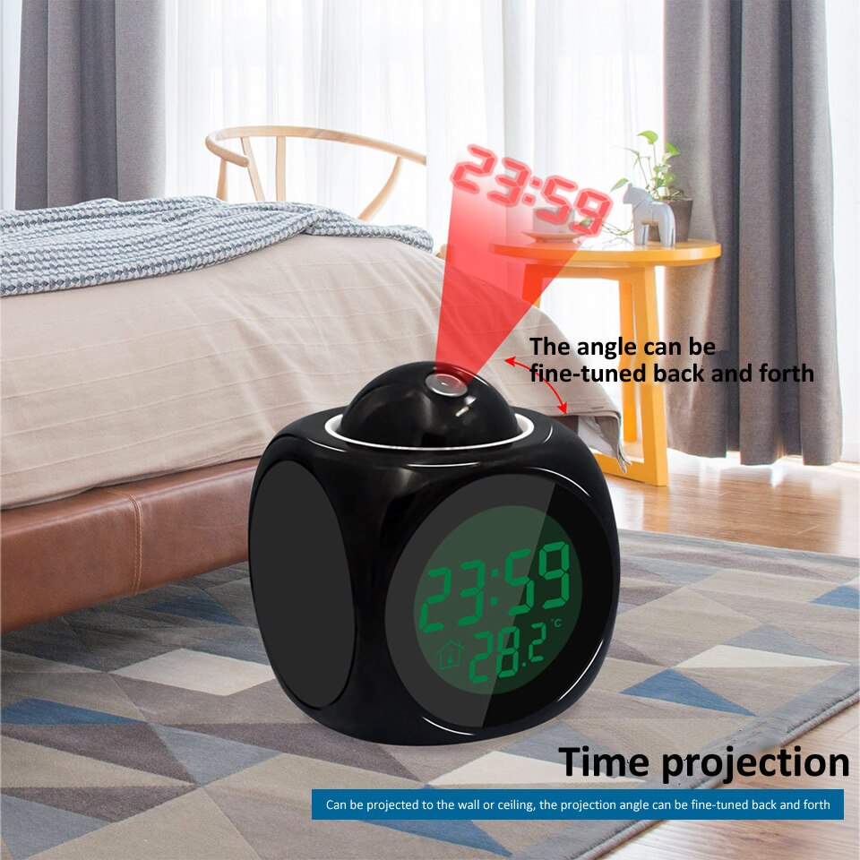 Proyector LED de luz de fondo para el hogar, cronómetro con pantalla LCD, despertador, proyección Digital meteorológica creativa,