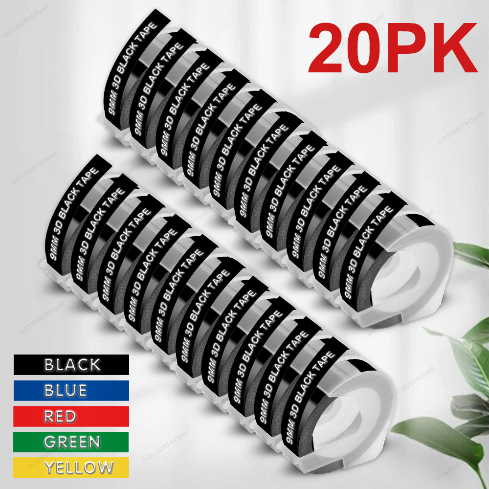 5/10/20 Stück Dymo 3D-Prägeband, kompatibel mit Dymo 12965 1610 Motex E101 B90 Etikettendrucker, selbstklebendes Dymo 3D-Etikettenband
