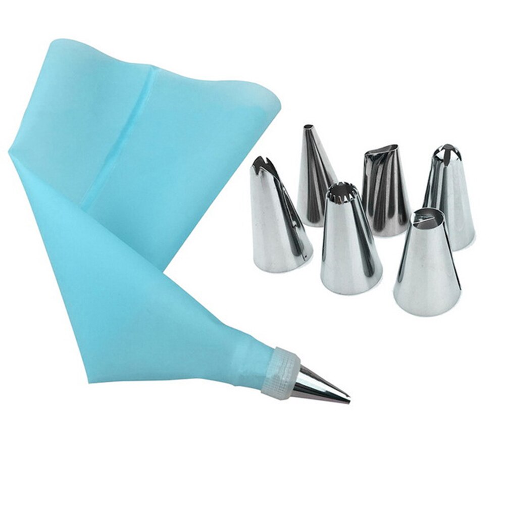 8 Pcs Pastry Nozzles Icing Piping Tip Set + Tas Converter Rvs Keuken Bakken Cake Decorating Gereedschap: Blue Pastry Kit