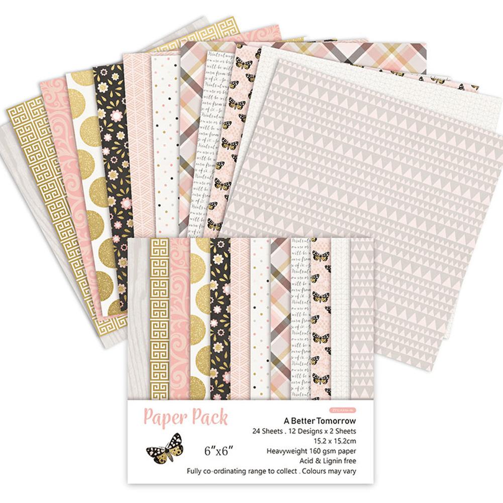24pcs/set DIY Album Background Paper Scrapbook Background Paper Card Making Background Paper 6'' Single-Sided Pattern Paper: 06