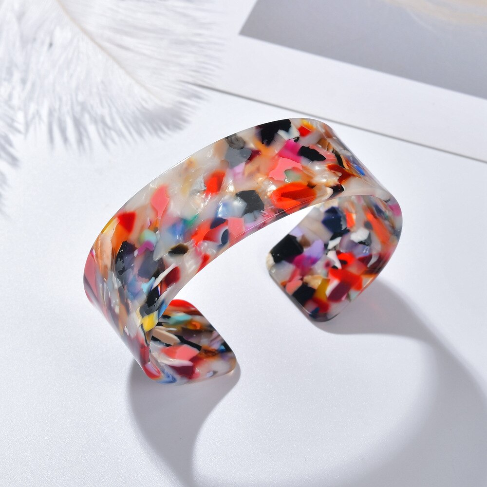 Acryl Luipaard Print Hars Armband Manchet Armbanden voor Vrouwen Meisjes Vintage Kleurrijke Open Bangles Sieraden