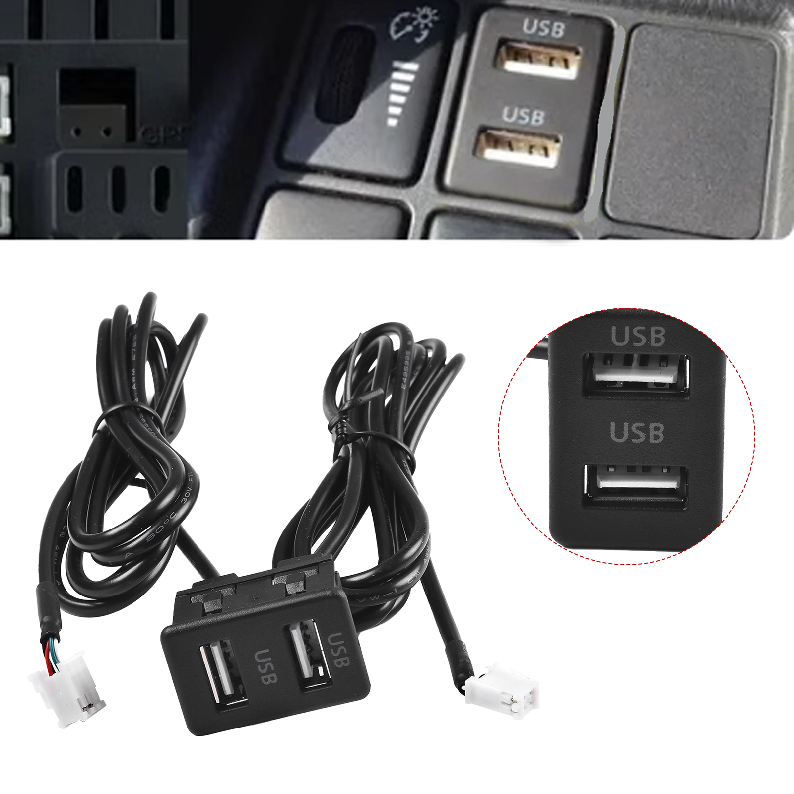 Soporte para salpicadero de coche, adaptador de Cable de extensión de interfaz de Panel de puerto USB tipo C Dual de 4, 6 pines para bicicletas automotrices y barcos