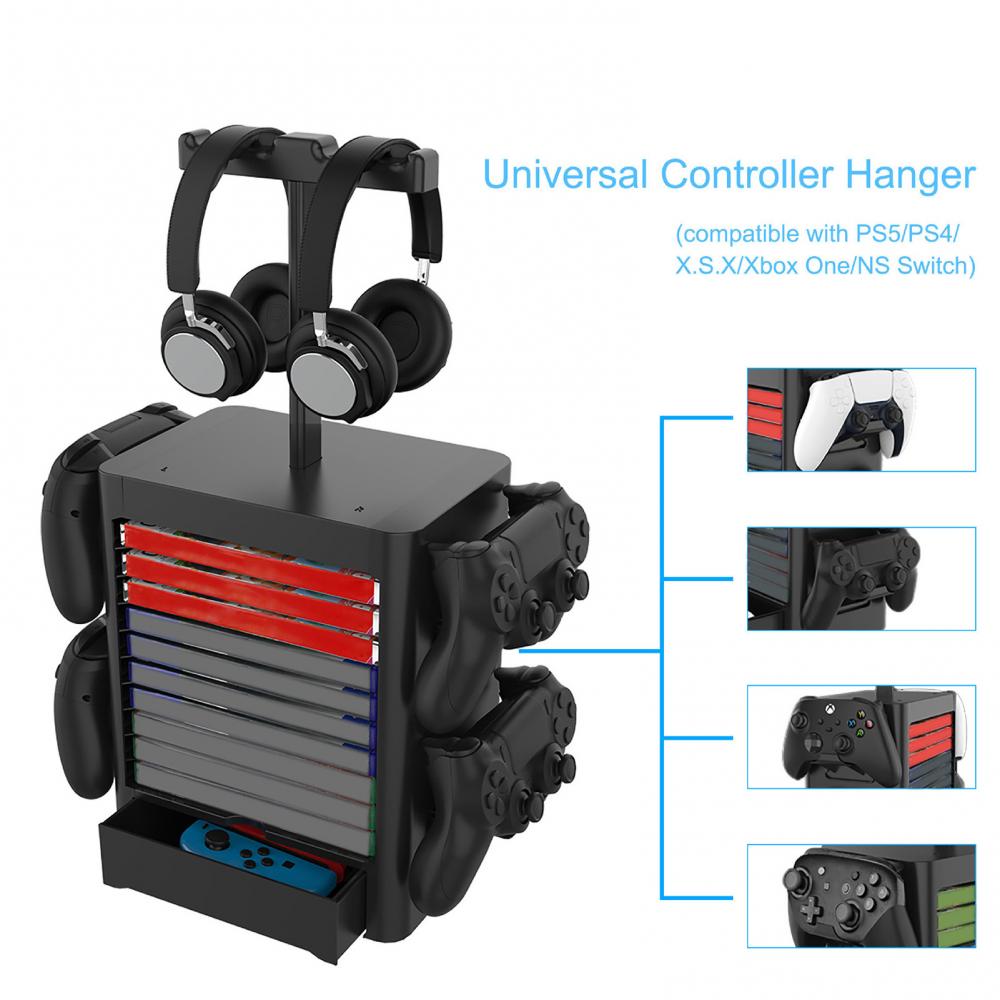 Vertical Game Storage Rack Multi-use Headset Games Disck Holder for PS5 Game Games Accessories CD Video Game Storage