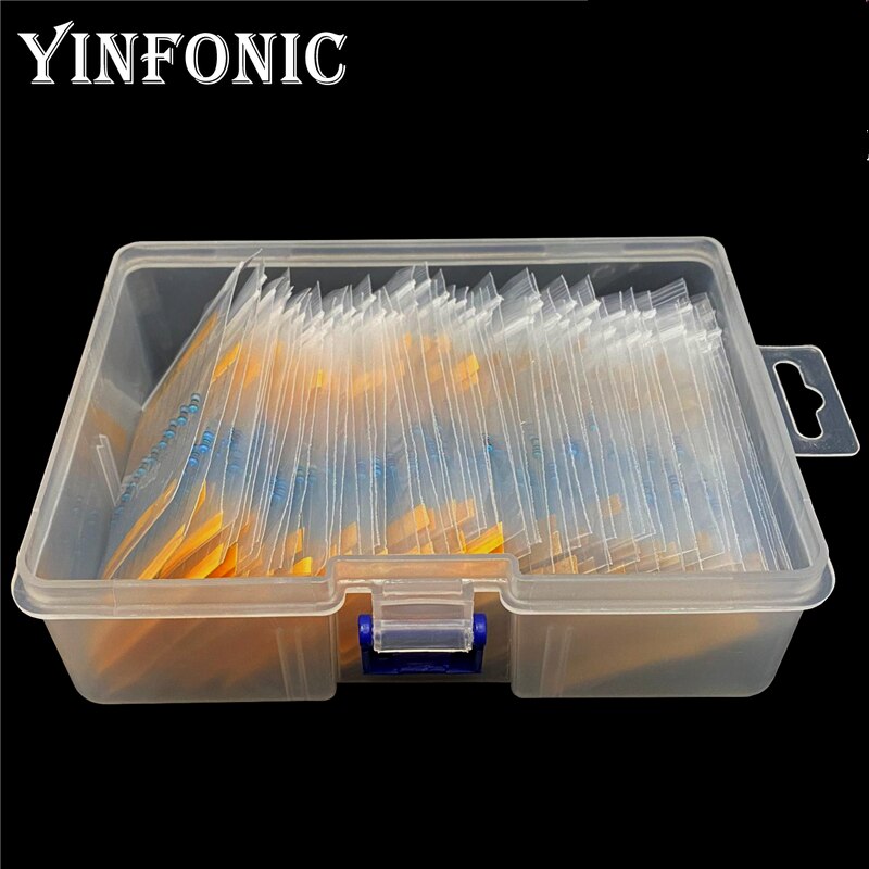 60 Values 1/4W 1% metal film resistors 5-Band-Code 1R-10M each 10 pieces Total 600 pieces Resistor Kit With Box