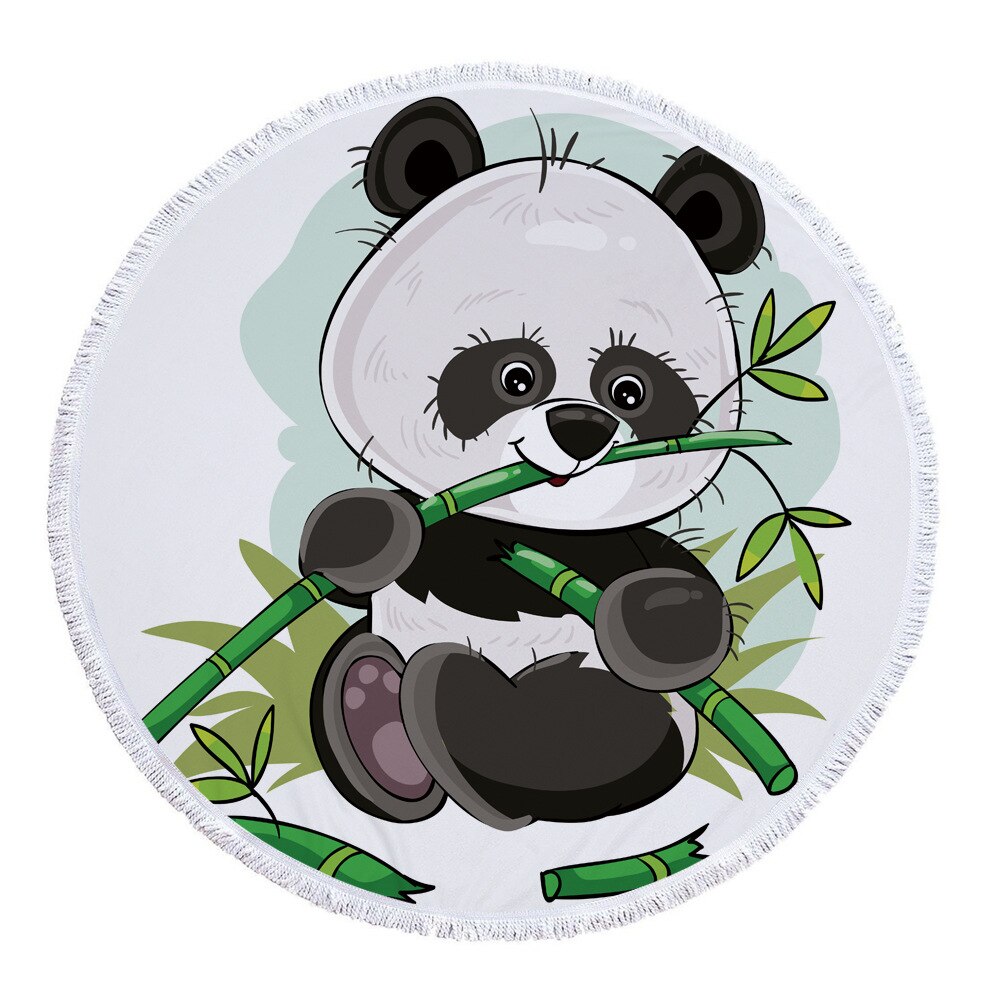 Schattig panda patroon ronde strandhanddoek microvezel materiaal kan worden gebruikt als badhanddoek yogamatten picknickmat baby speelmat: 4