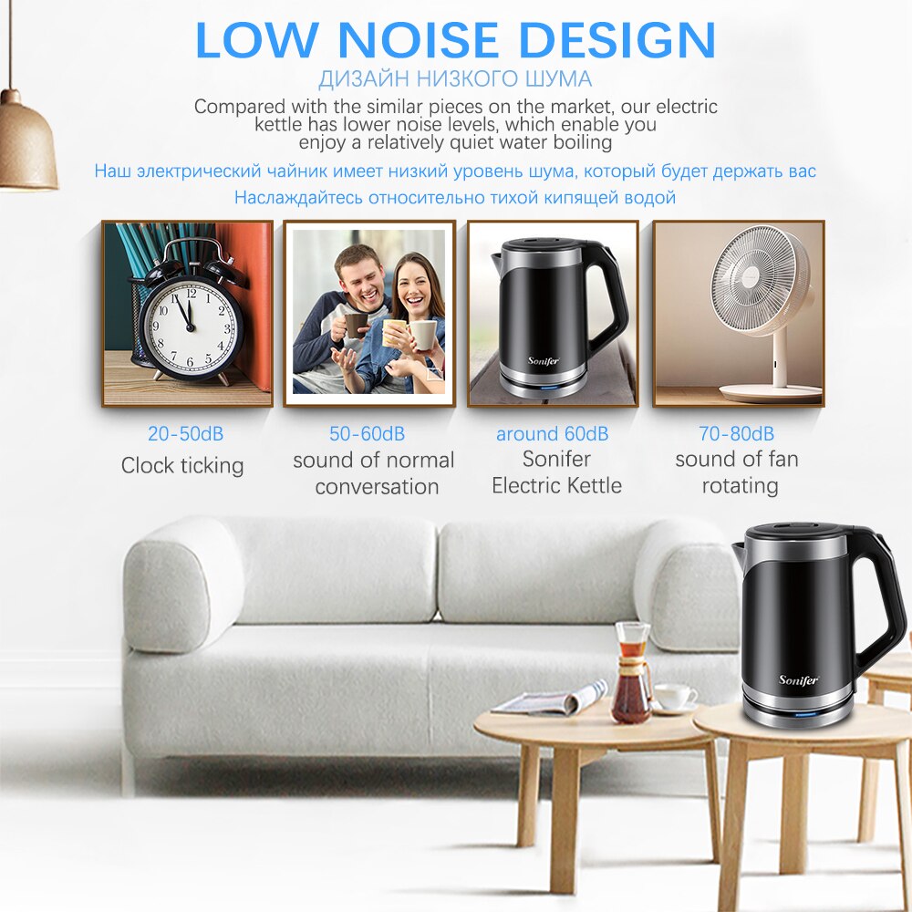 2L 220V bouilloire électrique acier inoxydable 1500W ménage cuisine chauffage rapide bouillant théière Pot Sonifer