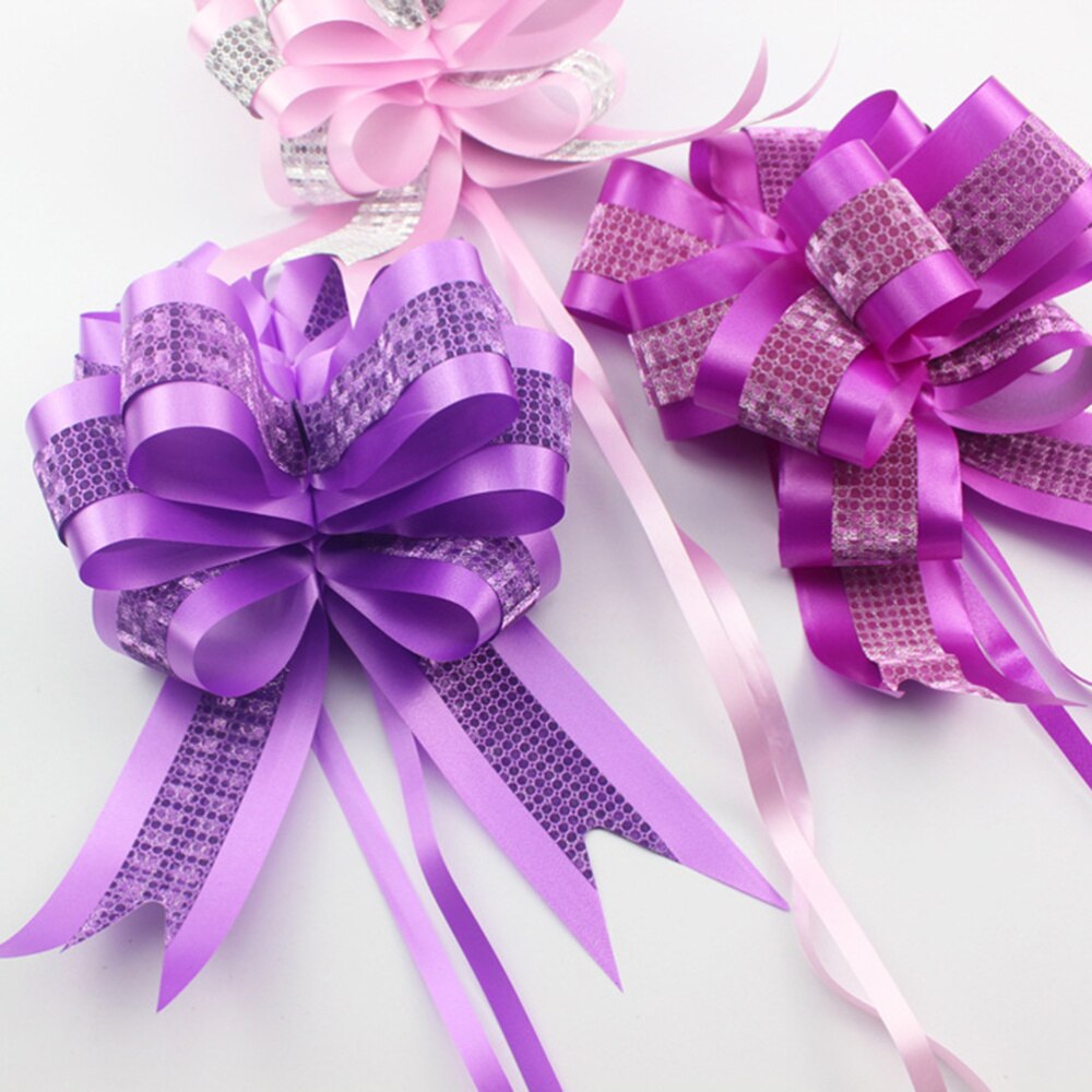 10 pièces noeud ruban emballage cravate ruban noeud pour anniversaire de mariage (rose)