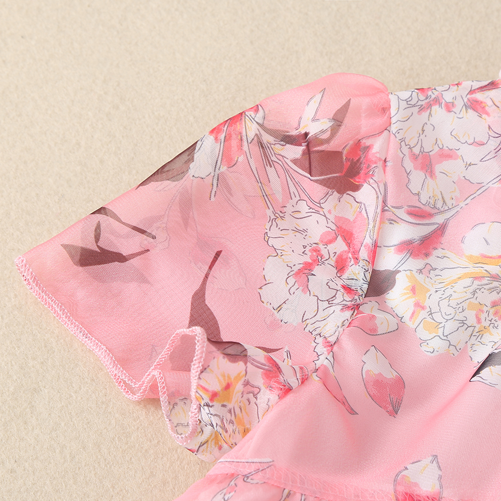 Girls summer dress children's clothing girls short-sleeved flower dress children's summer sweet princess dress tutu skirt