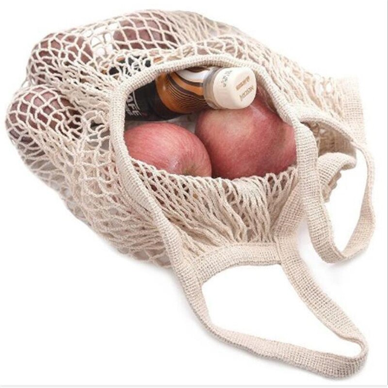 filet maille tortue sac chaîne sac à provisions réutilisable fruits stockage sac à main fourre-tout femmes Shopping maille sac Shopper sac: WHITE