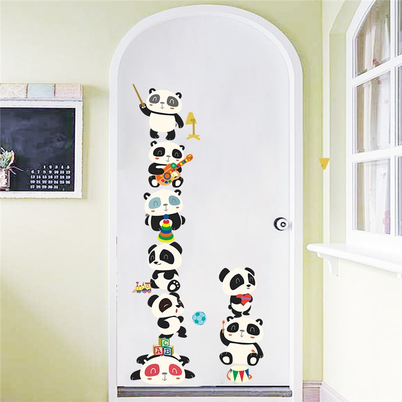 Lovely Panda Birds Wall Stickers For Kids Baby Nursery Rooms Decor Home Cute Animals PVC Mural Wall Art DIY Decals