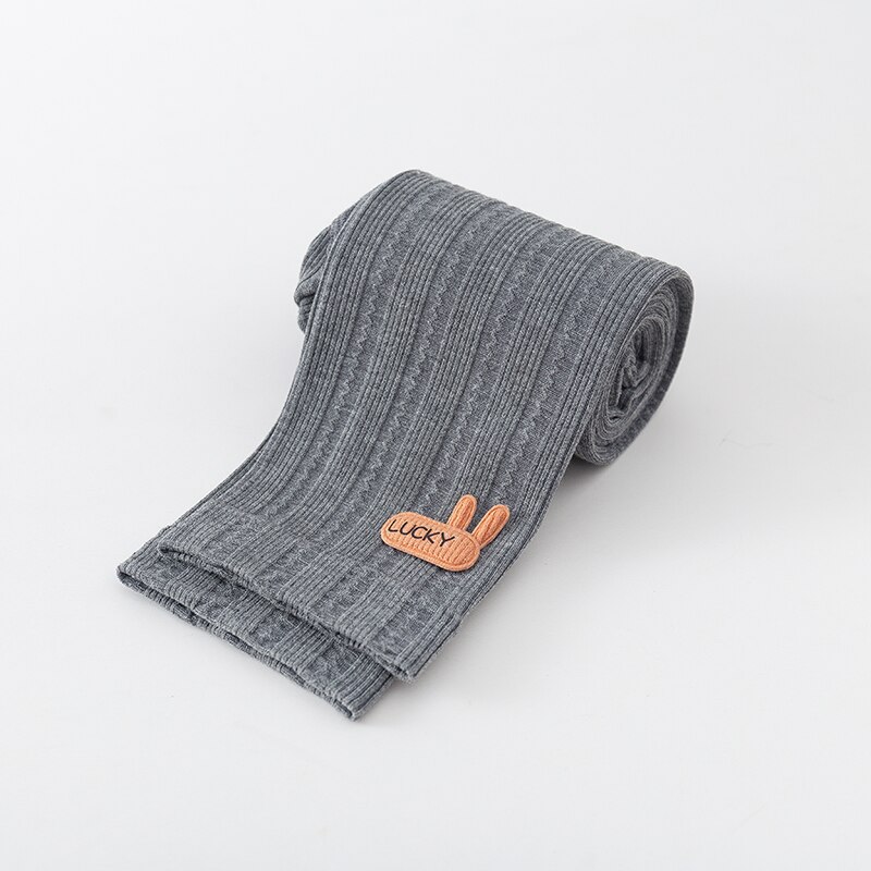 Pantaloni da bambina a forma di coniglio con bordo ondulato pantaloni autunnali elasticizzati primavera autunno leggings traspiranti in cotone sottile per bambini: gray / L