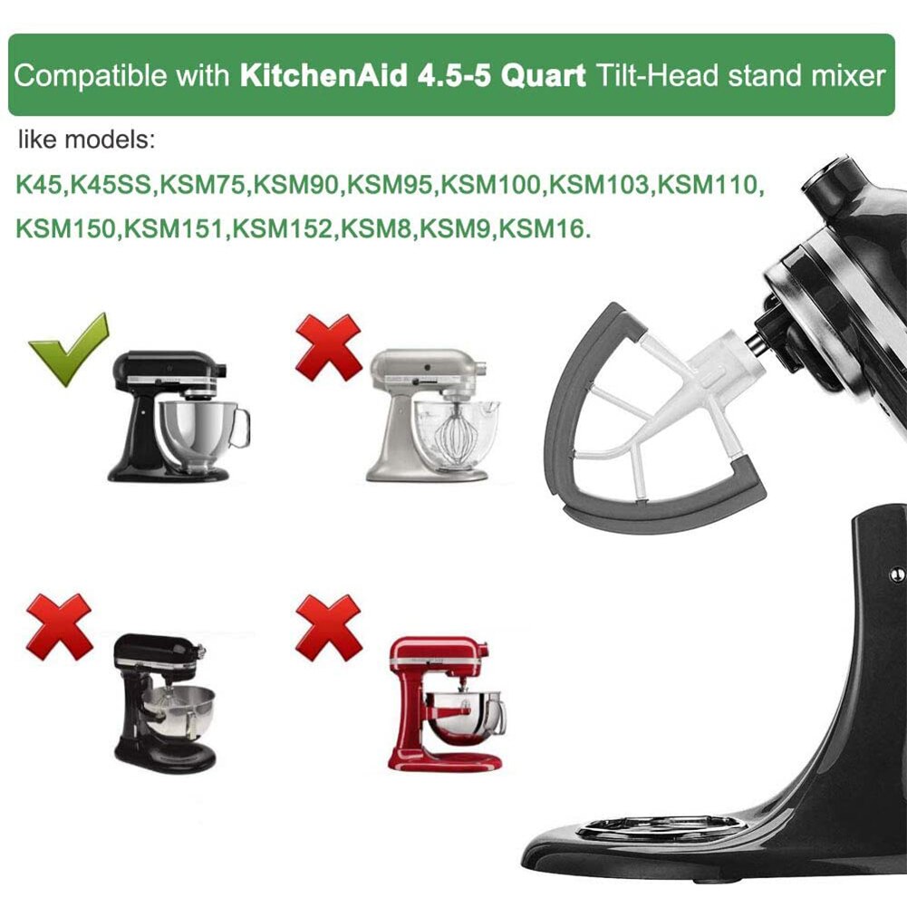 Flex Edge Beater 4.5-/5-Quart For KitchenAid Tilt-Head Stand Mixer Wing Shape Flat Beater Mixer Blade With Bowl Scraper CSV