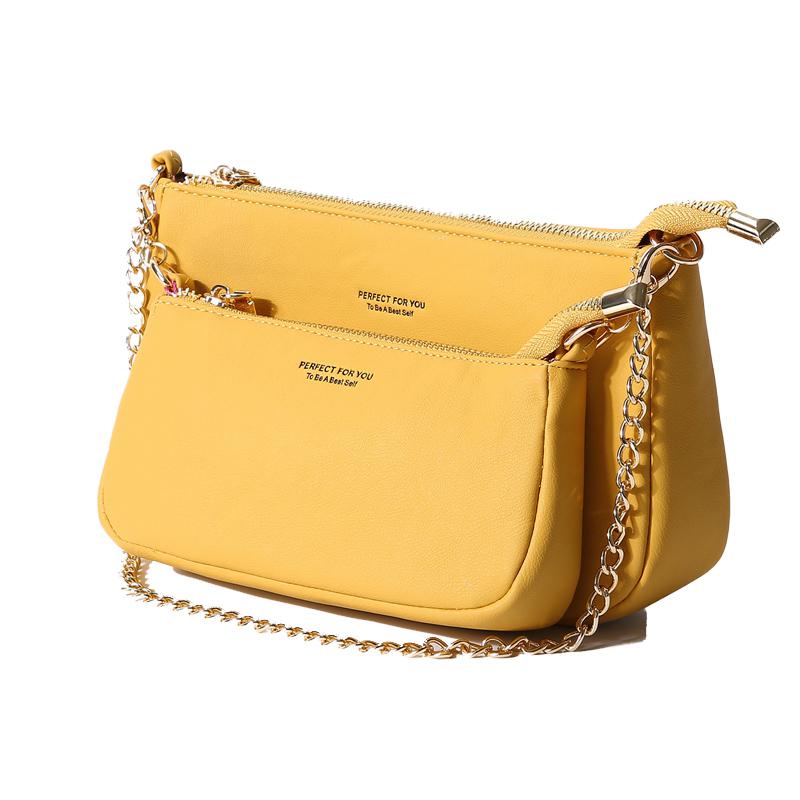 Dames schoudertassen kleine dames handtassen merk dames crossbody tas pu leer dames messenger bags: Geel