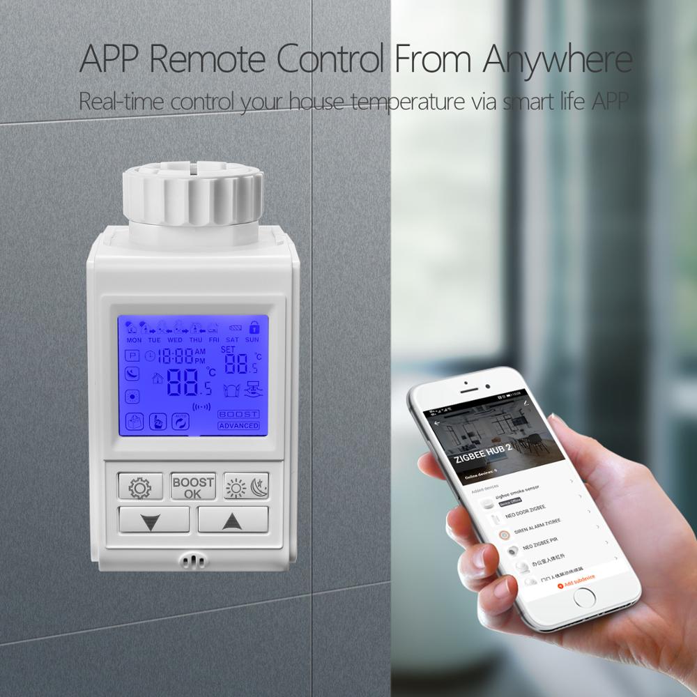 Termostato termostático inteligente para el hogar controlador de temperatura termostático para radiador, compatible con Alexa y Google Home, Tuya, Zigbee
