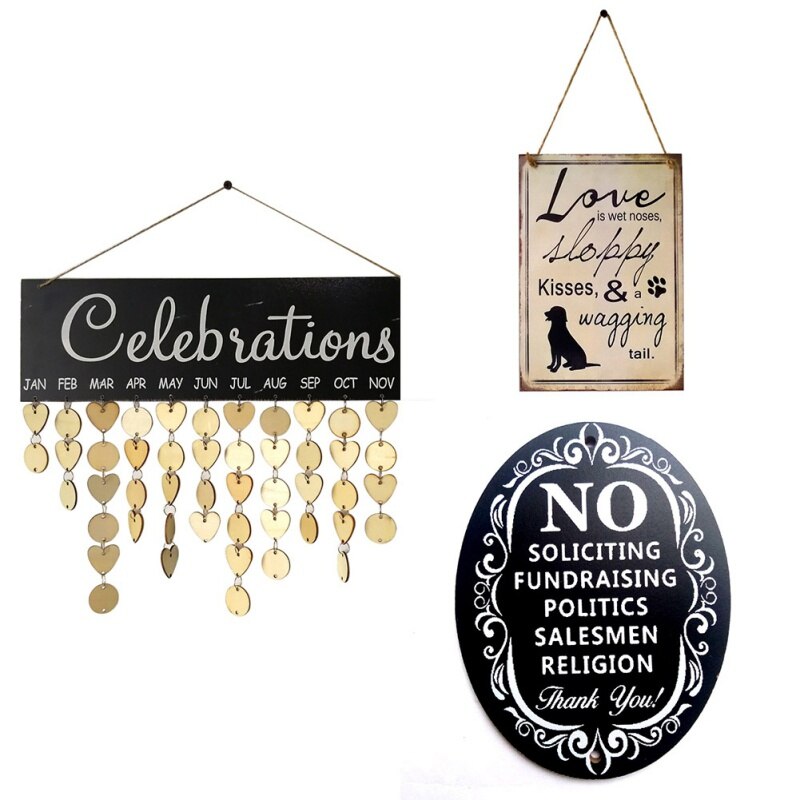 Wood Birthday Reminder Board Ply plaque Sign Family DIY Calendar Decor