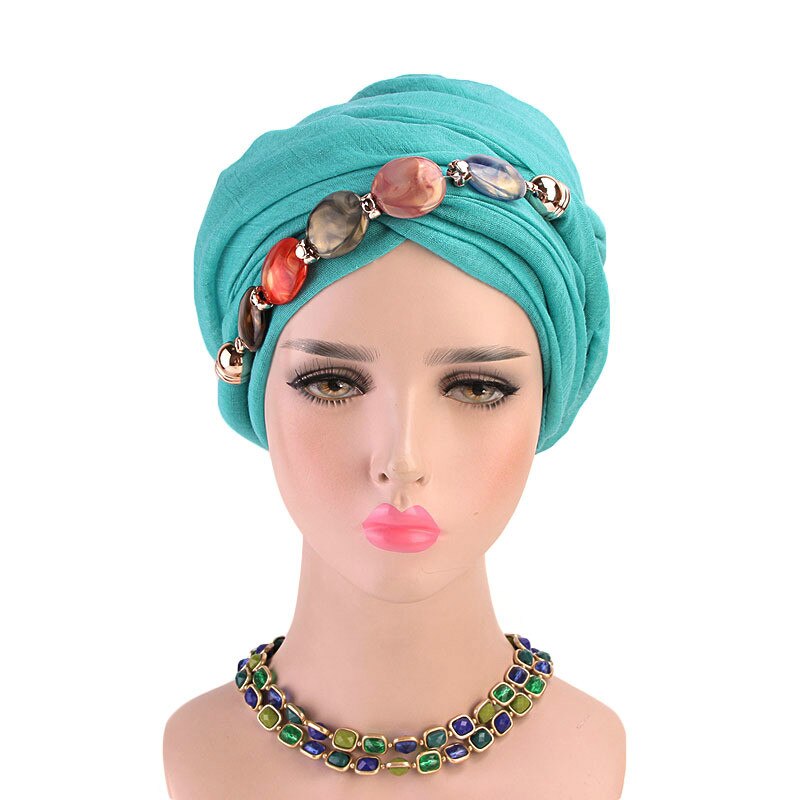 femmes multi-style bijoux collier perles écharpe Hijabs chapeau Voile dame intérieure Hijabs Turban casquette tête musulmane foulards Hijab