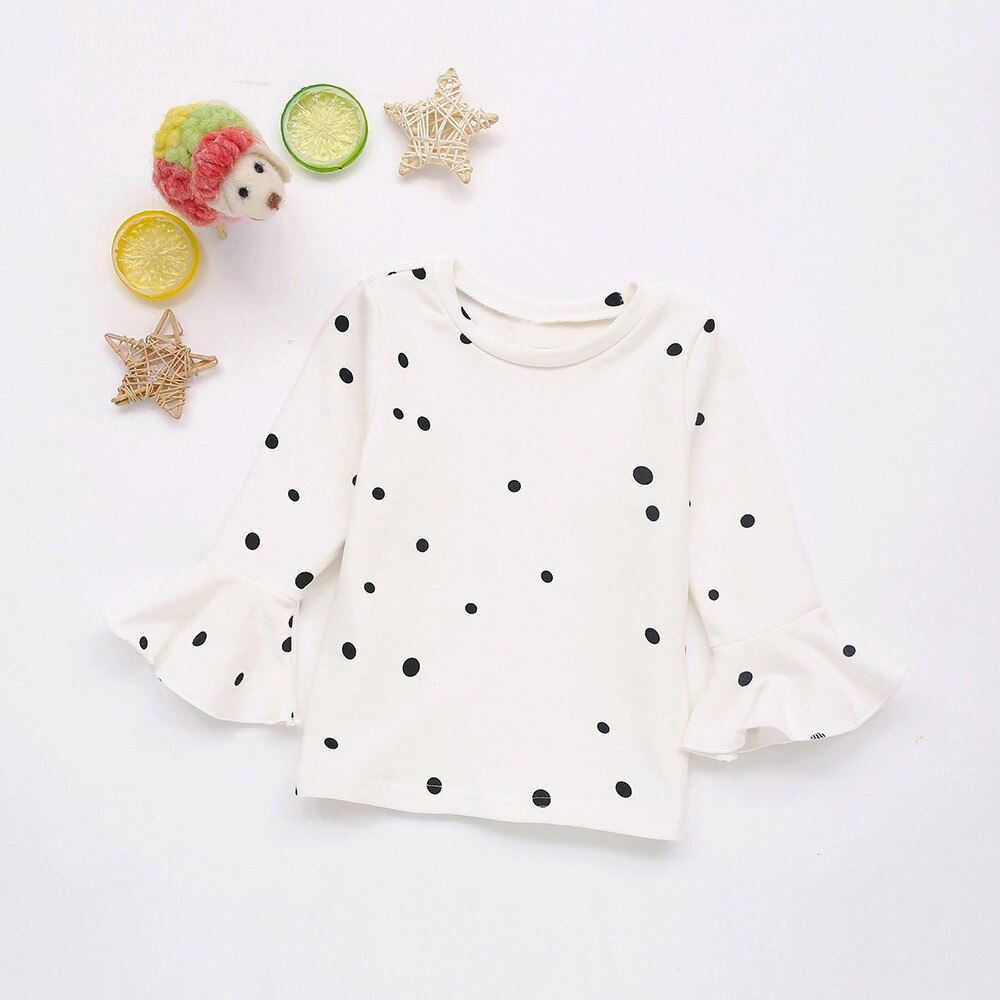 baby girl tops Soft Cotton Long Sleeve Dot Print Soft Toddler Kids Tops Shirt Clothes camiseta: white / 24M