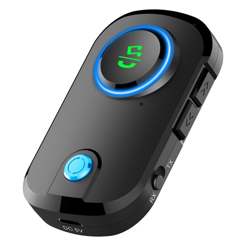 Bluetooth 5.0 o sender mottaker 3.5mm aux jack usb musikk trådløs adapter for bil pc tv hodetelefoner: Default Title