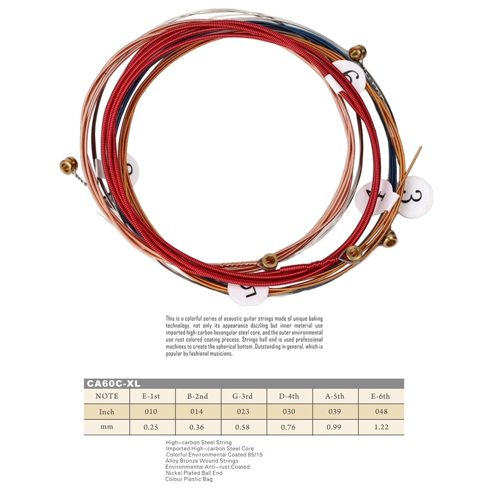 6 stk/sett akustiske gitarstrenger akustiske folkegitarstrenger reservedeler for klassisk folkegitar musikkinstrumentdeler