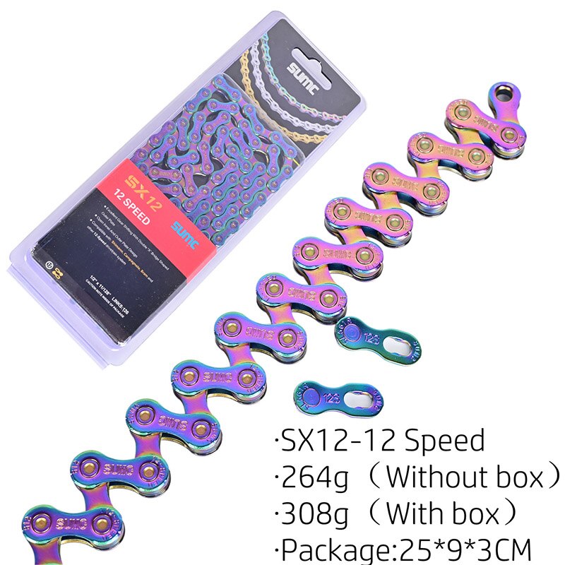 Bicycle Chain Rainbow Colorful Mountain MTB Road Bike Shifting Chain 9/10/11/12 Speed With Connector Master Links BC0581: SX12